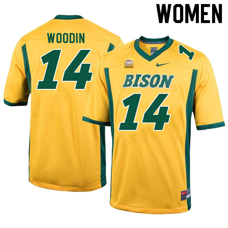 Women #14 JJ Woodin North Dakota State Bison College Football Jerseys Sale-Yellow